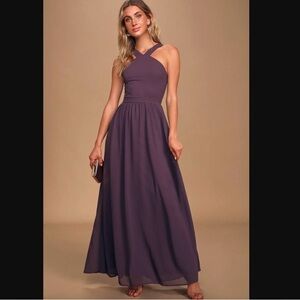 Lulu's Plum Cross-Back Maxi Dress